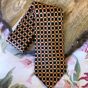 Vtg RAPHAEL Mens Silk Tie Roma Milano ITALY Made Geometric Squares Career Luxe